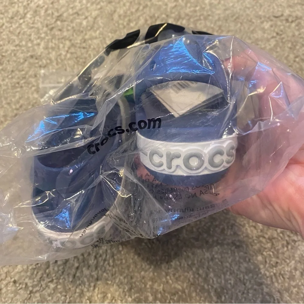 Crocs Crocband Sandals NEW Sz 1 Blue Gray Open Toe Youth Kids